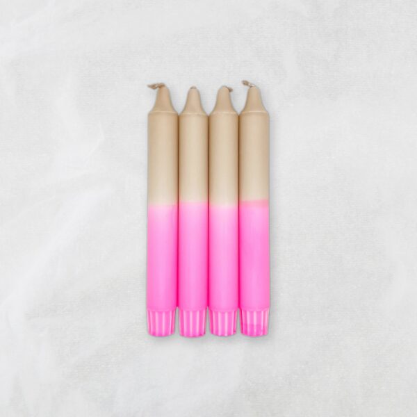 Stabkerzen Taupe Neon Pink